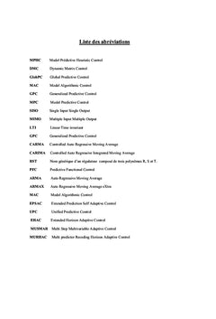 Theorie et application de la commande predictive des systemes dynamiques
