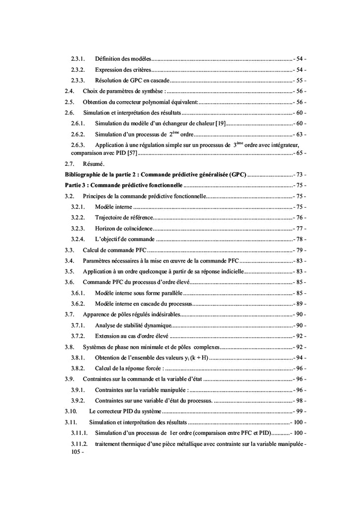 Theorie et application de la commande predictive des systemes dynamiques