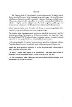 Contribution à l'étude géologique des prospects miniers à cuivre