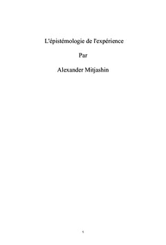 L'épistémologie de l'expérience