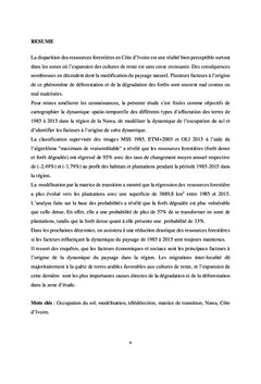Dynamique de l'occupation du sol de 1985 à 2015 en Côte d'Ivoire/Nawa