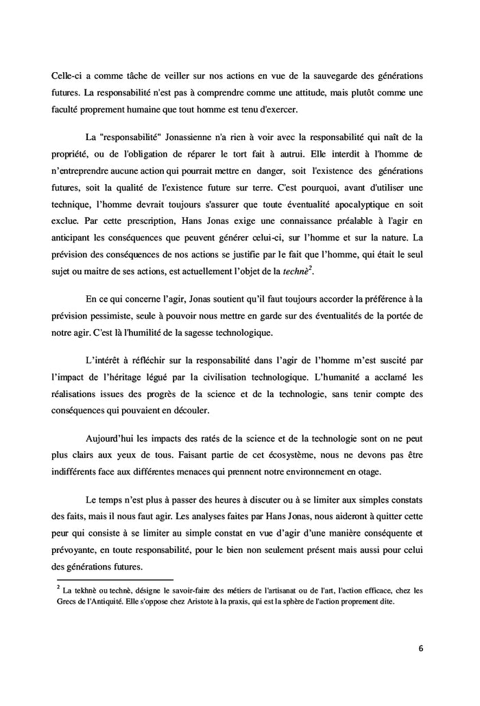 Le Principe Responsabilité de Hans Jonas