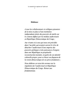 Les standards dans la régulation de l'audiovisuel en République Démocratique du Congo