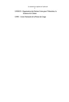 Les standards dans la régulation de l'audiovisuel en République Démocratique du Congo