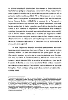 Francophonie et promotion des standards de la démocratie électorale