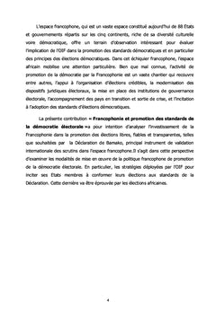 Francophonie et promotion des standards de la démocratie électorale