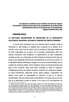 Francophonie et promotion des standards de la démocratie électorale