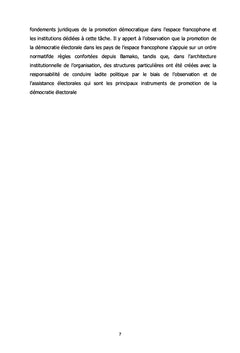 Francophonie et promotion des standards de la démocratie électorale