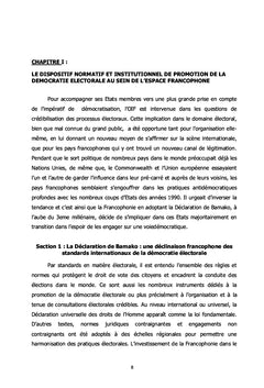 Francophonie et promotion des standards de la démocratie électorale