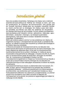 Etude de l'encrassement des trains d'échange du topping III