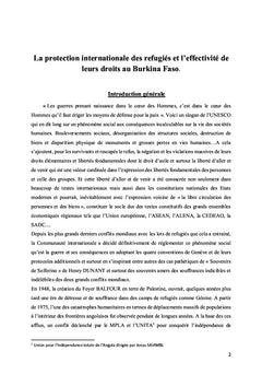 La protection des droits des réfugiés au Burkina Faso