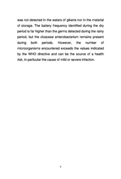 Qualité bacteriologique des eaux de cratère Gikeri à Kibumba