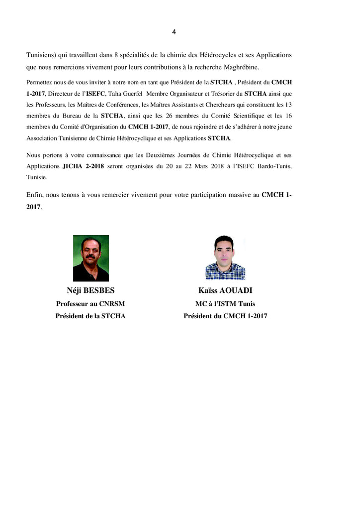 Recueil du Premier Colloque Maghrébin sur la Chimie des Hétérocycles