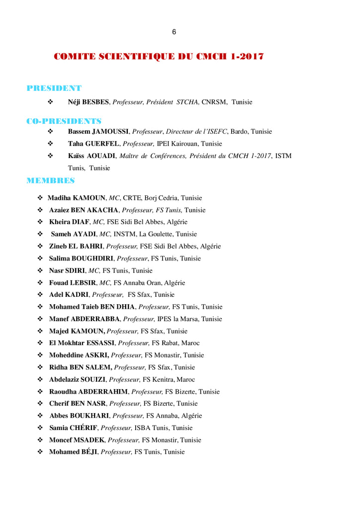 Recueil du Premier Colloque Maghrébin sur la Chimie des Hétérocycles