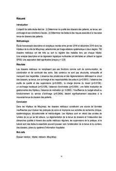 Tenue des dossiers médicaux