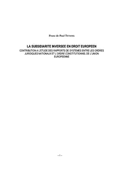 La subsidiarité inversée en droit constitutionnel européen