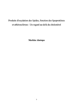 Produits d'oxydation des lipides