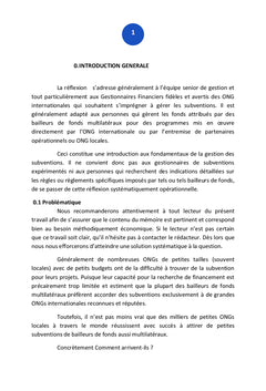Gestion de Subvention des bailleurs de fonds multilatéraux