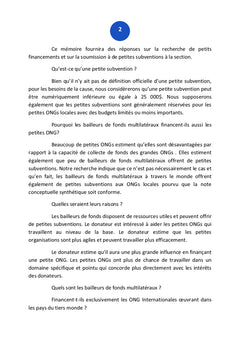 Gestion de Subvention des bailleurs de fonds multilatéraux