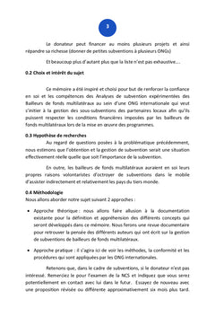 Gestion de Subvention des bailleurs de fonds multilatéraux