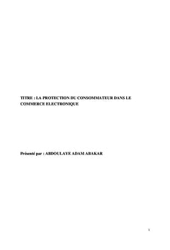 La protection du consommateur dans le commerce électronique