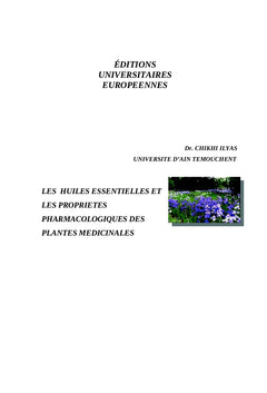 Les huiles essentielles et les propriétés pharmacologiques des plantes médicinales