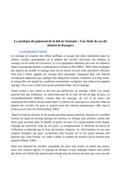 La pratique du paiement de la dot en Tanzanie : Une étude de cas du Karagwe