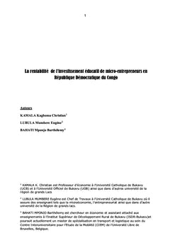 Rentabilité du capital humain des micro entrepreneurs