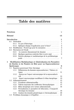 États Thermiques et Énergétiques d'un Supraconducteur en 3D