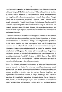 Energie, environnement et croissance économique au Burkina Faso