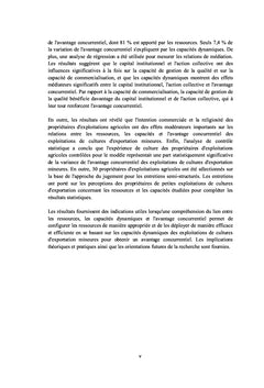 Avantage concurrentiel au niveau de l'exploitation agricole