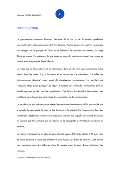 Sacrifice, Culture et Gastronomie