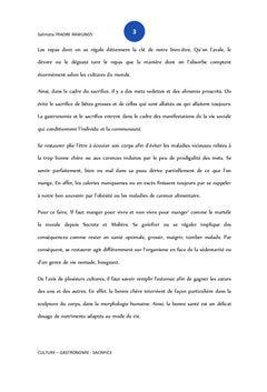 Sacrifice, Culture et Gastronomie