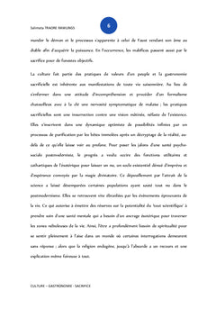Sacrifice, Culture et Gastronomie