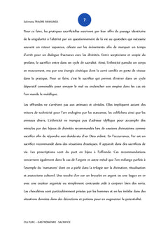 Sacrifice, Culture et Gastronomie