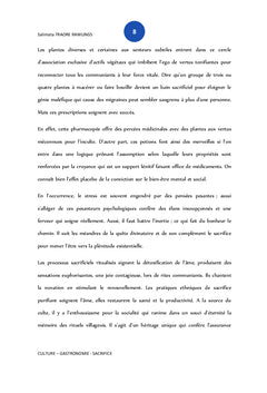 Sacrifice, Culture et Gastronomie
