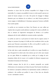 Sacrifice, Culture et Gastronomie