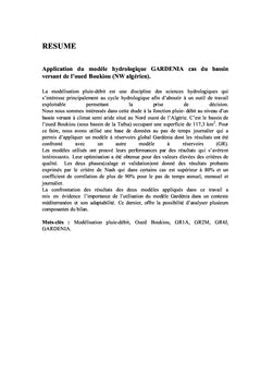 Application du modèle hydrologique GARDENIA
