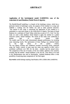 Application du modèle hydrologique GARDENIA