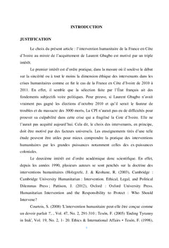 Intervention humanitaire de la France en Cote d'Ivoire au miroir de l'acquittement de Laurent Gbagbo