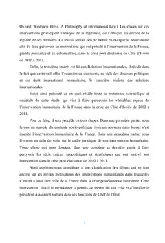 Intervention humanitaire de la France en Cote d'Ivoire au miroir de l'acquittement de Laurent Gbagbo