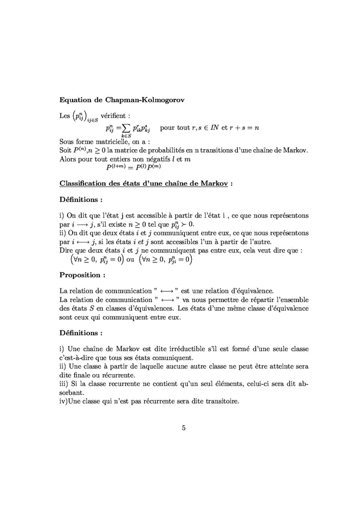 Chaînes de Markov à temps discret
