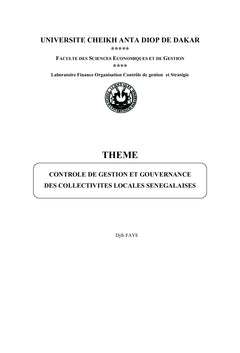Contrôle de gestion et gouvernance des collectivités locales sénégalaises