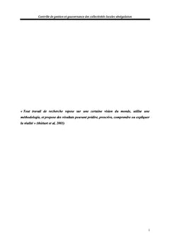 Contrôle de gestion et gouvernance des collectivités locales sénégalaises