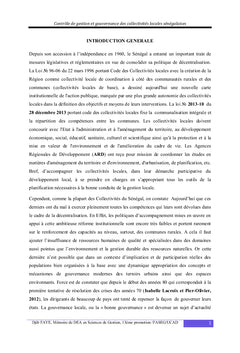 Contrôle de gestion et gouvernance des collectivités locales sénégalaises