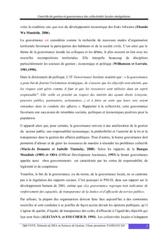 Contrôle de gestion et gouvernance des collectivités locales sénégalaises