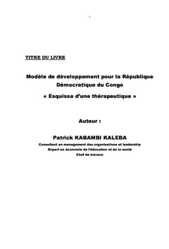 Modèle de développement pour la République Démocratique du Congo