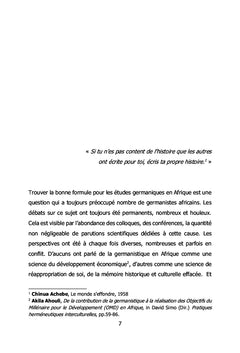 Les études germaniques en Afrique : enjeux et perspectives