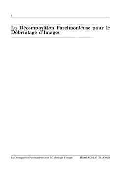 La Décomposition Parcimonieuse pour le débruitage d'images