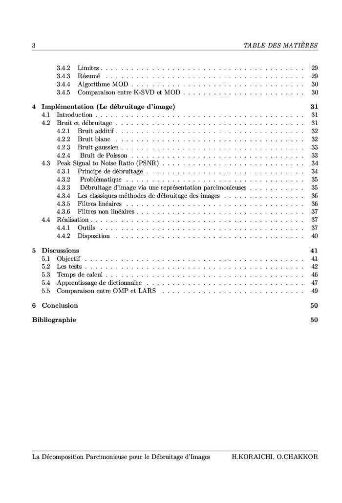 La Décomposition Parcimonieuse pour le débruitage d'images